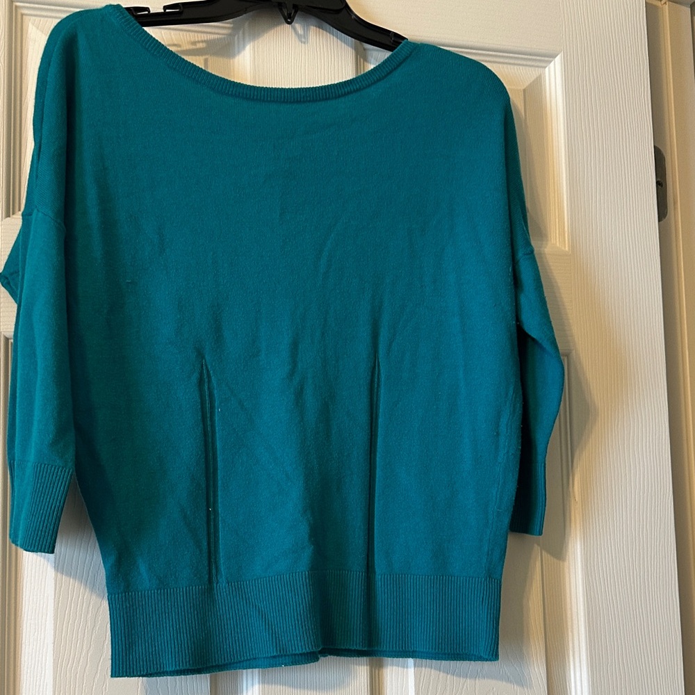 Ann Taylor Teal Scoop Neck Sweater